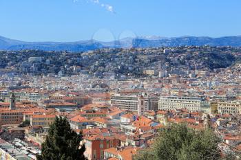 Beautiful panoramic view of Nice in springtime, Cote d'Azur, French Riviera, France