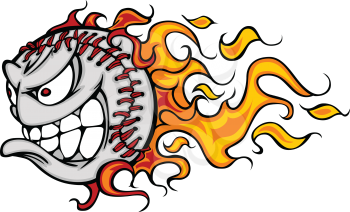 Royalty Free Clipart Image of a Blazing Baseball
