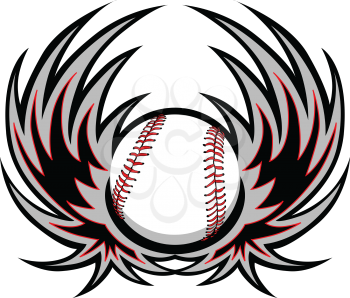Royalty Free Clipart Image of a Baseball With Wings