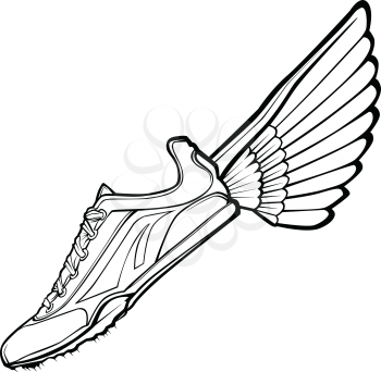 Royalty Free Clipart Image of Running Shoes With Wings
