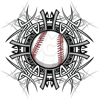 Royalty Free Clipart Image of a Ball and Stitches Logo