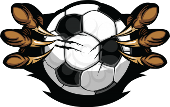 Royalty Free Clipart Image of a Soccer Ball Held By Eagle Talons