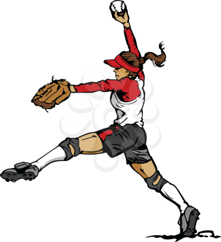 Royalty Free Clipart Image of a Female Baseball Player