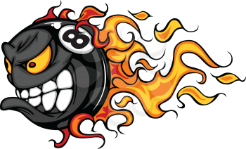 Royalty Free Clipart Image of a Flaming Eight Ball