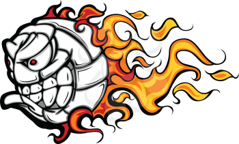 Royalty Free Clipart Image of a Flaming Volleyball