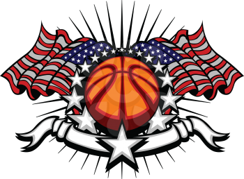 Royalty Free Clipart Image of a Basketball With the American Flag