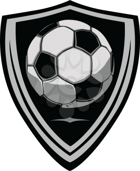 Royalty Free Clipart Image of a Soccer Ball on a Shield