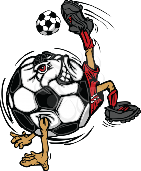 Royalty Free Clipart Image of a Soccer Ball Kicking a Ball