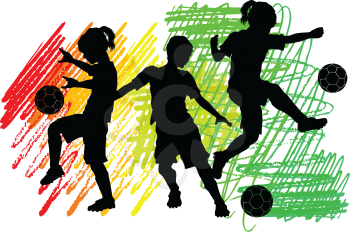 Royalty Free Clipart Image of Young Soccer Players