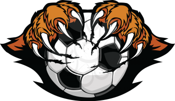 Royalty Free Clipart Image of a Soccer Ball With Tiger Claws