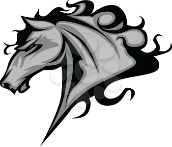 Graphic Mascot Vector Image of a Mustang Bronco Horse 