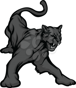 Graphic Mascot Vector Image of a Black Panther Growling