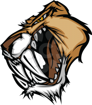 Graphic Vector Mascot Image of a Saber Cat Cougar Head