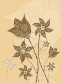 Royalty Free Clipart Image of an Ornate Floral Background