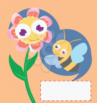 Royalty Free Clipart Image of a Bumblebee and Flower