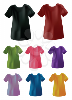 Royalty Free Clipart Image of Colorful T-Shirts