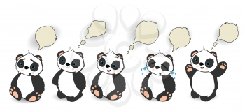 Royalty Free Clipart Image of Pandas With Speech Bubbles