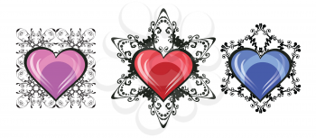 Royalty Free Clipart Image of Ornate Hearts