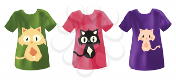 Royalty Free Clipart Image of T-Shirts With Cats on Them