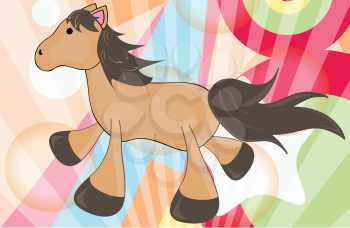 Royalty Free Clipart Image of a Colorful Horse Background
