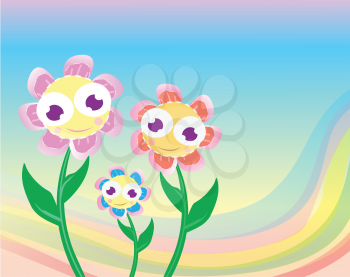 Royalty Free Clipart Image of Smiley Face Flowers