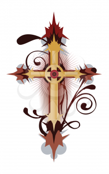 Royalty Free Clipart Image of a Golden Cross