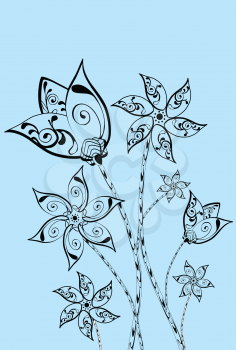 Royalty Free Clipart Image of Ornate Flowers