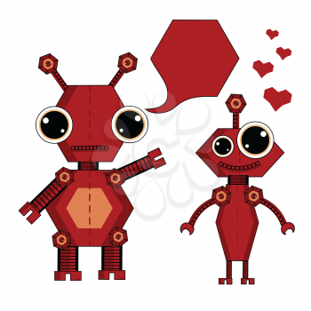 Royalty Free Clipart Image of Red Robots
