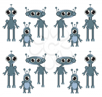 Royalty Free Clipart Image of Blue Robots