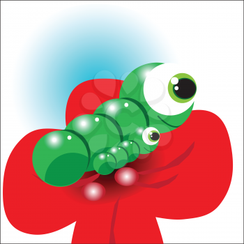 Royalty Free Clipart Image of a Caterpillar on a Flower