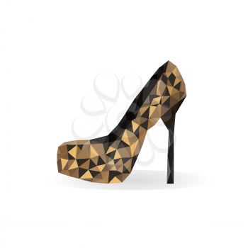 Illustration of origami leopard print shoe isolated on white background