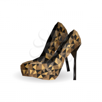 Illustration of origami leopard print shoes isolated on white background