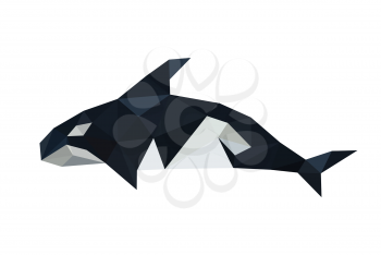 Illustration of origami orca dolphin isolated on white backgroun