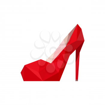 Illustration of origami red shoe isolated on white background