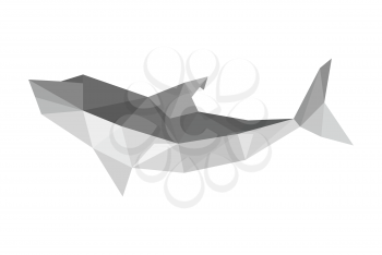Illustration of origami shark isolated on white background
