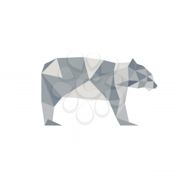 Illustration of abstract origami polar bear, isolated on white background