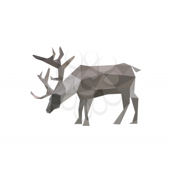 Illustration of abstract origami reindeer isolated on white background