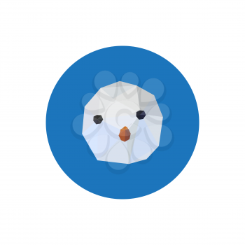 Illustration of origami snowman on round background