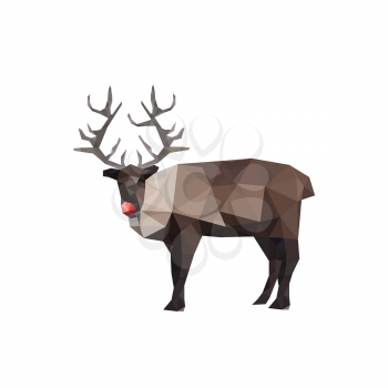 Illustration of origami reindeer with red nose
