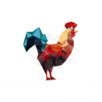 Illustration of origami rooster isolated on white background