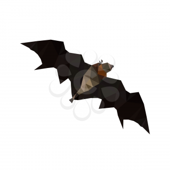 Illustration of origami flying fruit bat isolated on white background