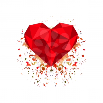 Illustration of red origami heart on abstract background