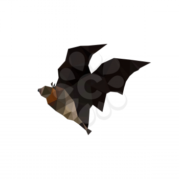 Illustration of origami flying bat isolated on white background