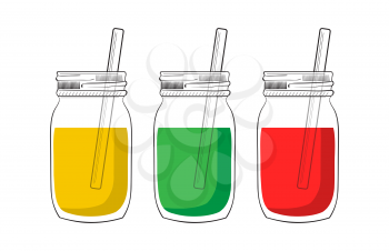 Illustration of tree smoothie jars isolated on white background