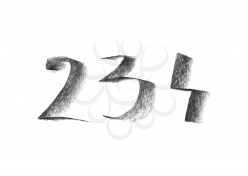 Illustration with hand drawn chalk numbers isolated on white background