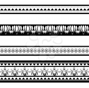 Illustration of black polynesian armband tattoo isoalted on white background