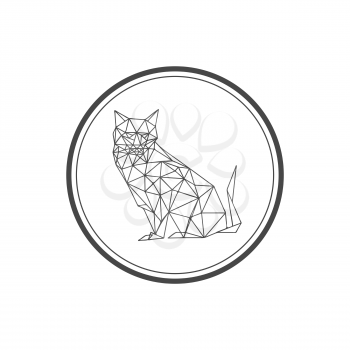 Illustration of origami cat symbol isolated on white background