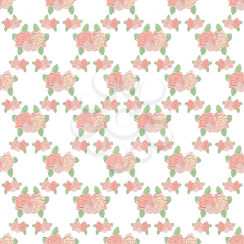 Illustration of modern flat design of seamless floral pattern, isolated on white background