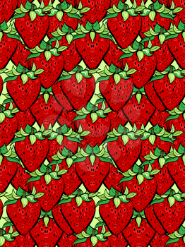 Illustration of modern flat design with seamless strawberrz pattern