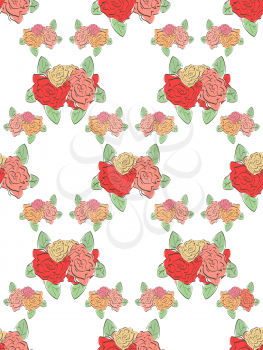 Illustration of modern seamless floral pattern isoalted on white background